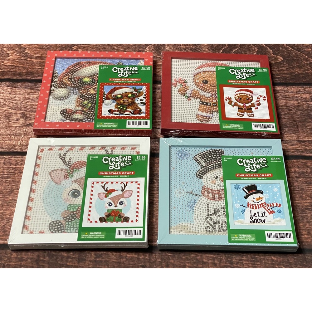 Christmas Theme Square Diamond Painting Kit in Frame Hobby Lobby Lot of 4 New
